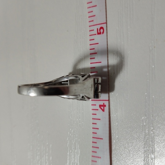 Art Deco German 935 Silver Marcasite Cocktail Ring Size 7 - Picture 14 of 17